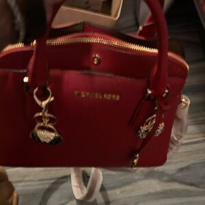 MICHAEL Michael Kors Burgundy Satchel with Charms